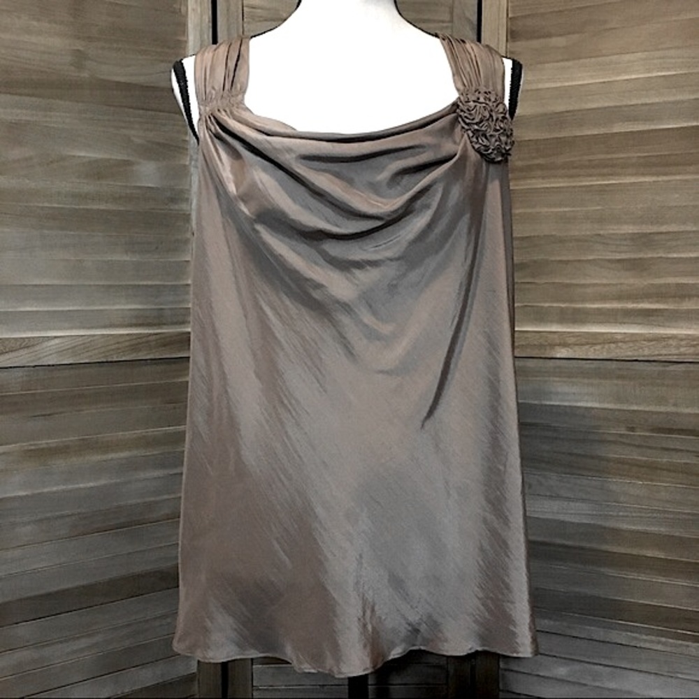 Ann Taylor Sleeveless Silk Top with Draped Neck, Large Petite